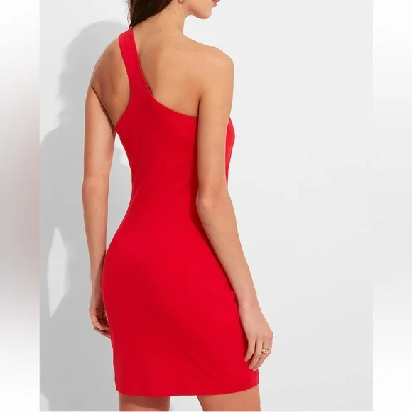 Express dress, body contour, red, one shoulder, size medium